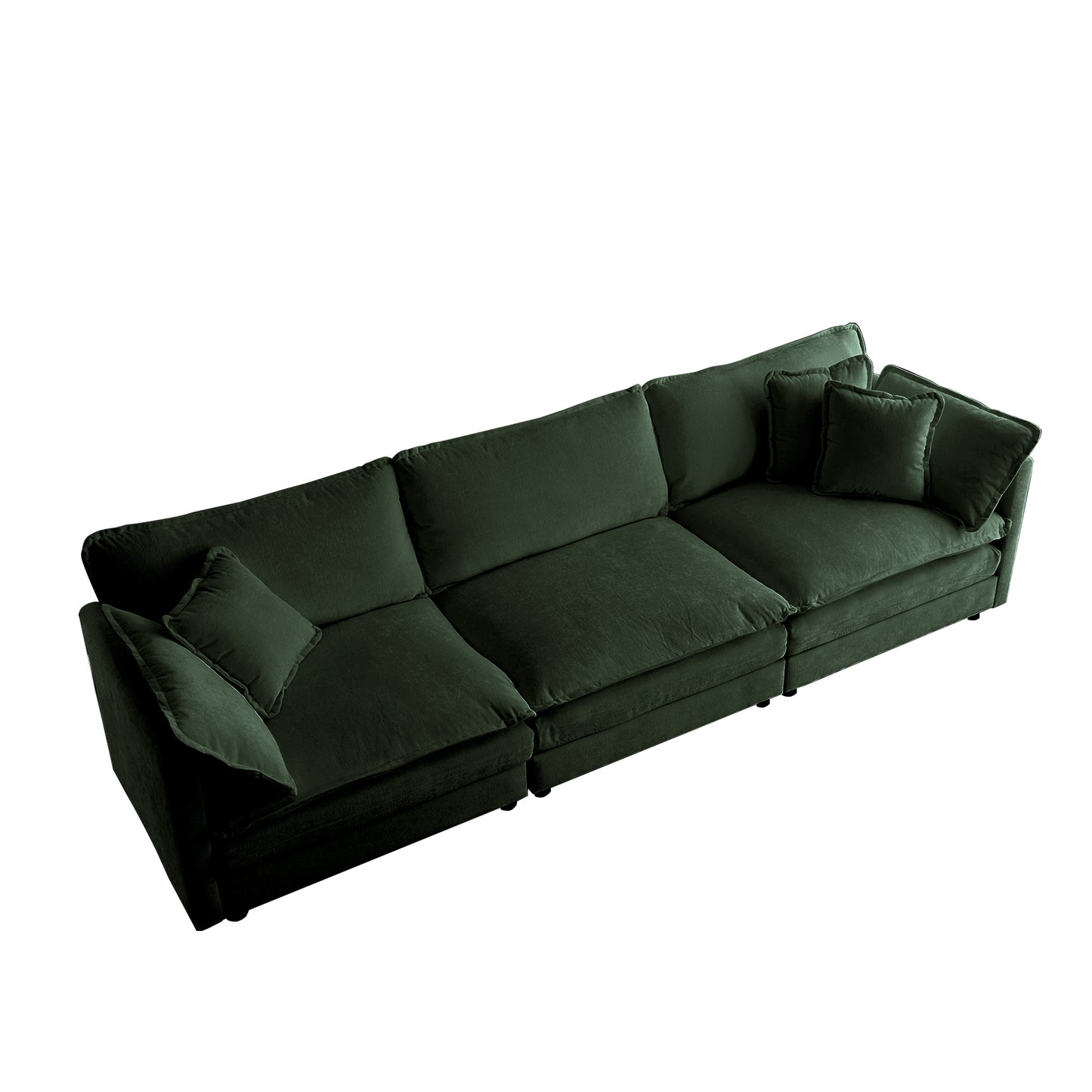 3 Piece Sofa Set Oversized Sofa Comfy Sofa Couch, 2 Pieces of 2 Seater and 1 Piece of 3 Seater Sofa  for Living Room, Deep Seat Sofa Green Chenille