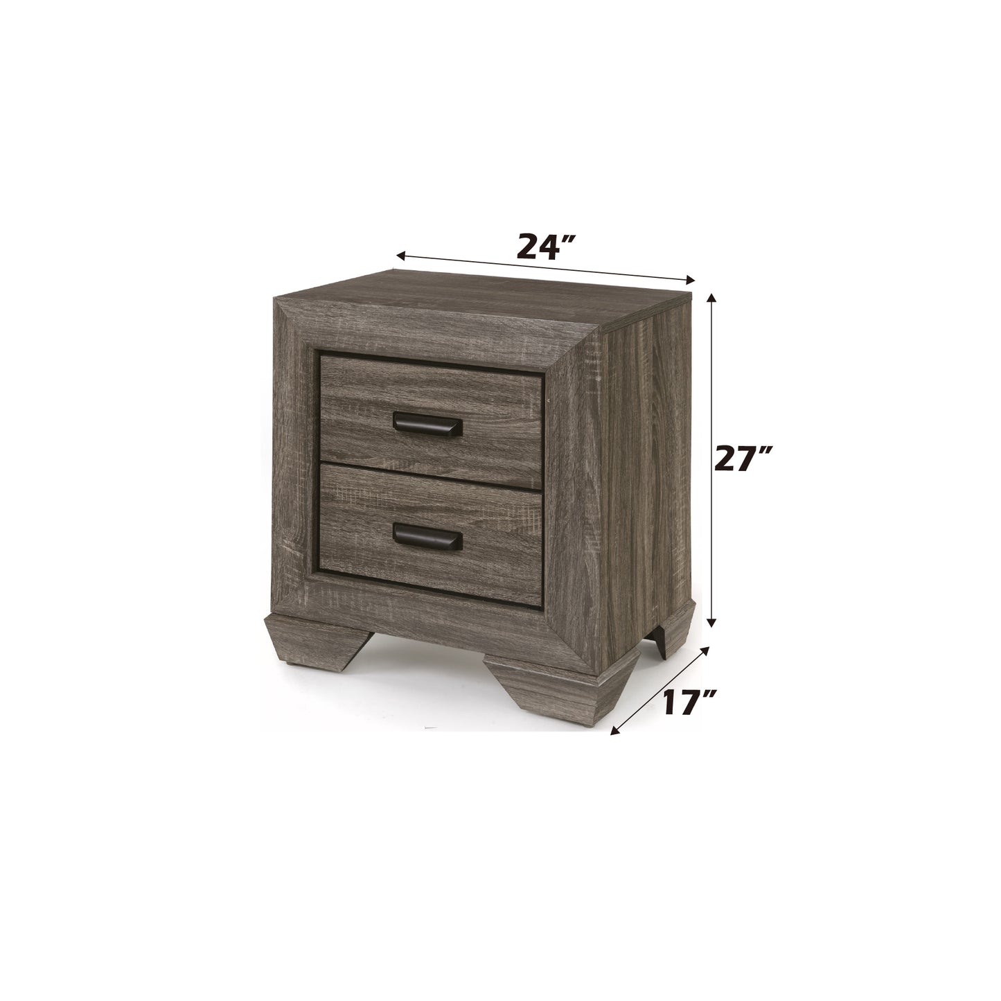 Lyndon Weathered Gray Grain Finish Nightstand