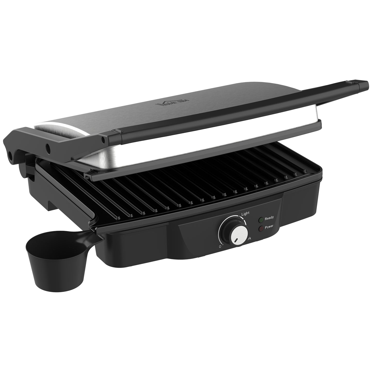 4 Slice Panini Press Grill, Stainless Steel Sandwich Maker with Non-Stick Double Plates, Locking Lids and Drip Tray, Opens 180 Degrees to Fit Any Type or Size of Food