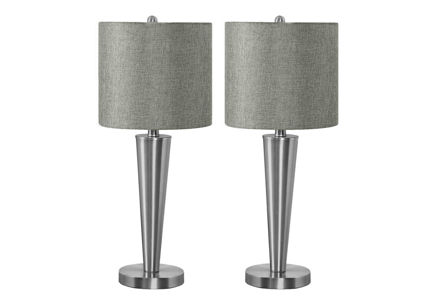 Lighting, Set Of 2, 24"h, Table Lamp, Usb Port Included, Nickel Metal, Grey Shade, Contemporary