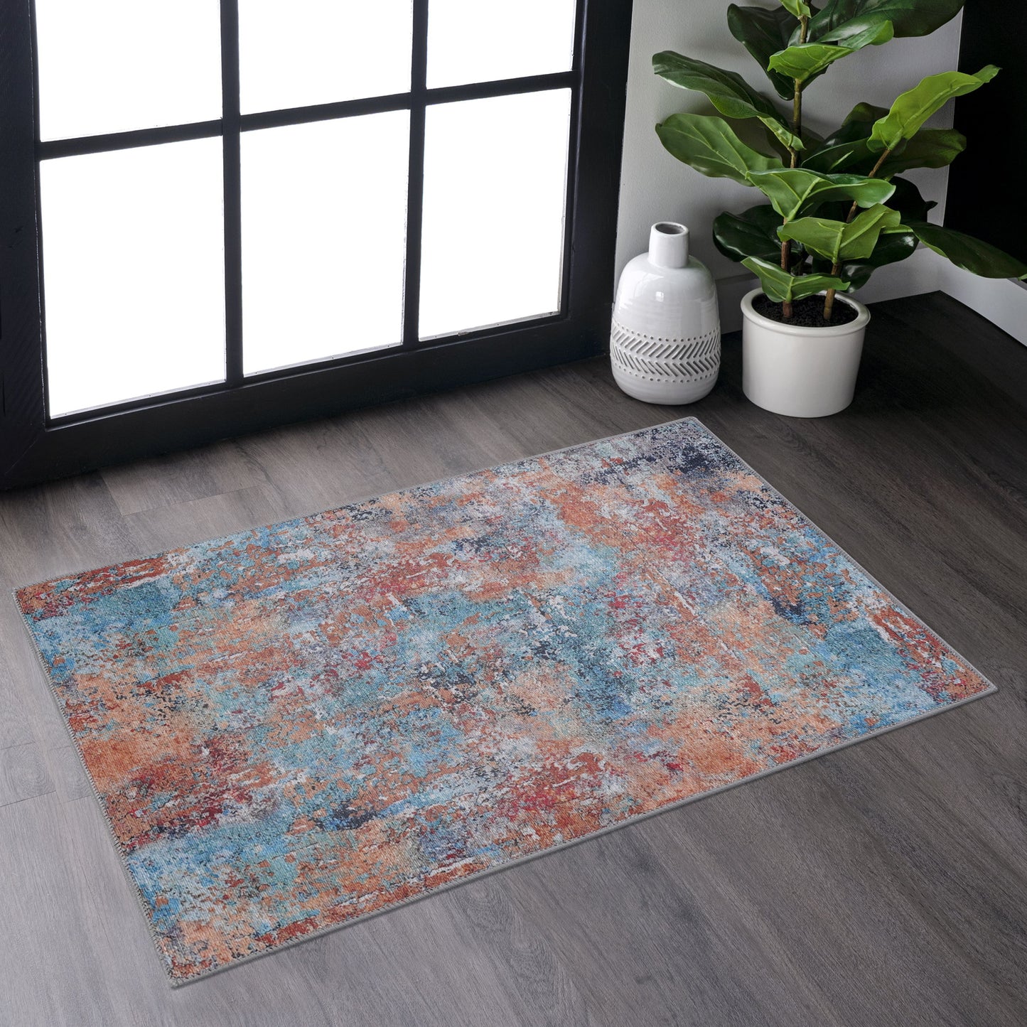 NAAR MAVAL Multi Washable Rug 2' x 3' Doormat Rug (Multi, 2' x 3')