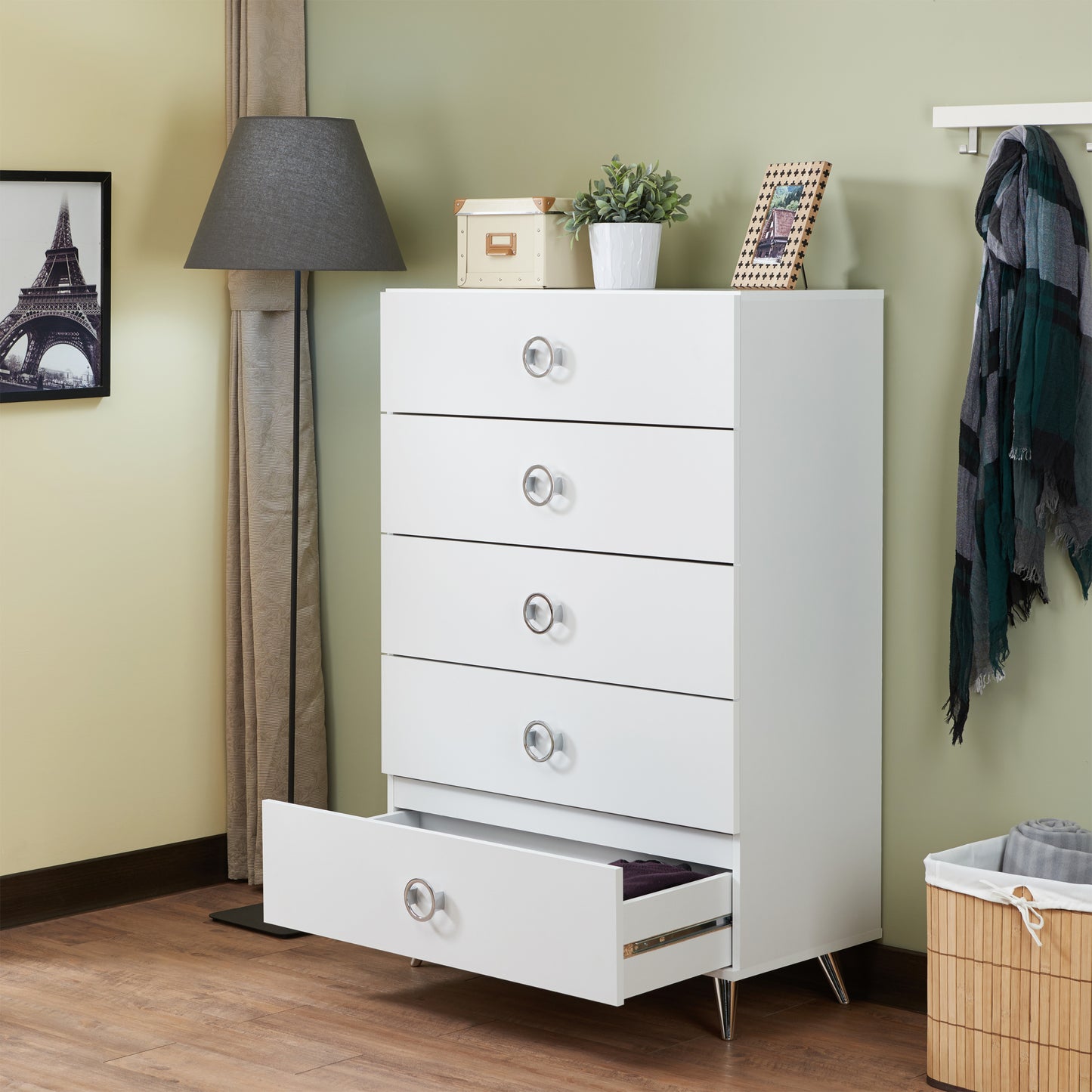 Elms White Finish Chest