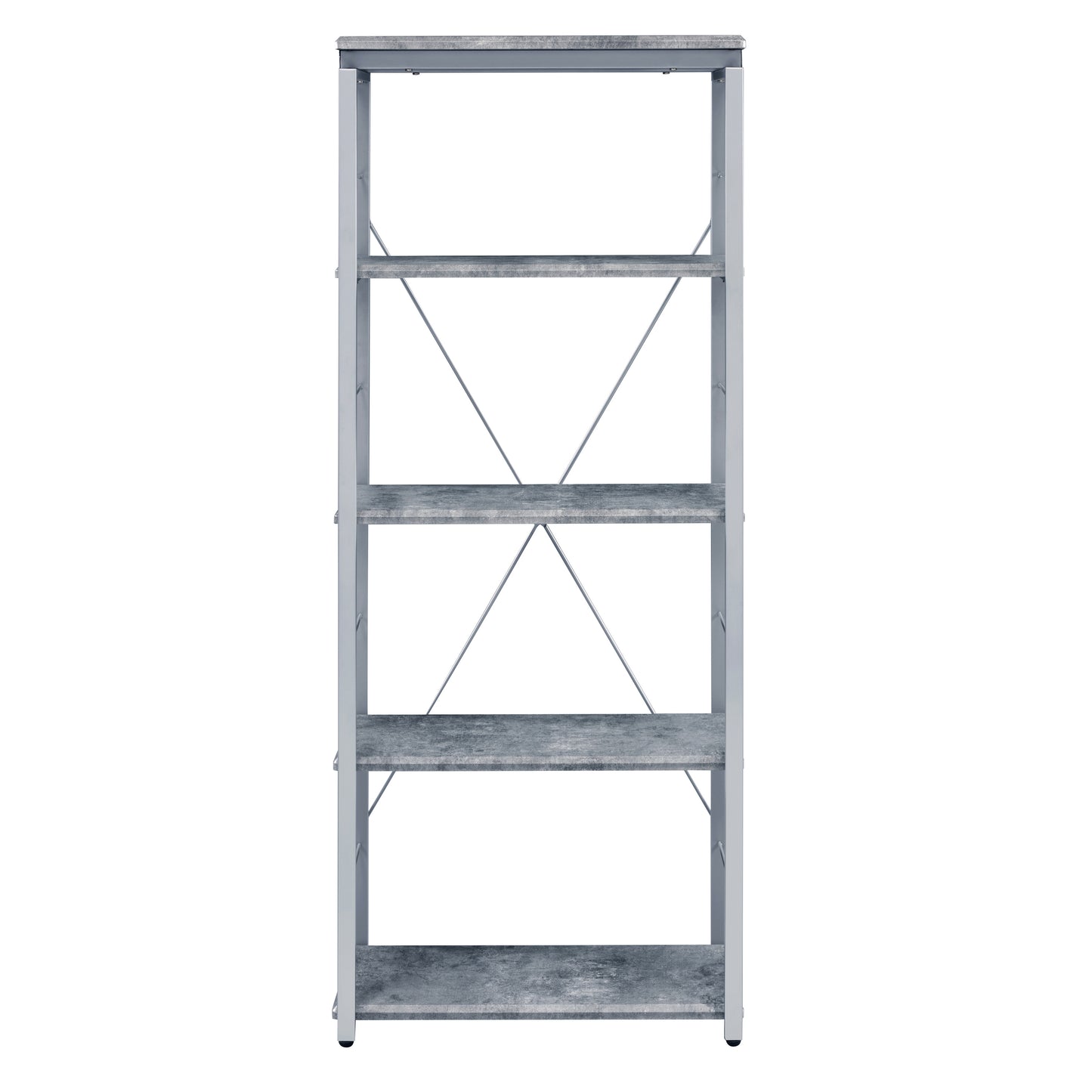 Grey and Silver 4-shelf Bookcase