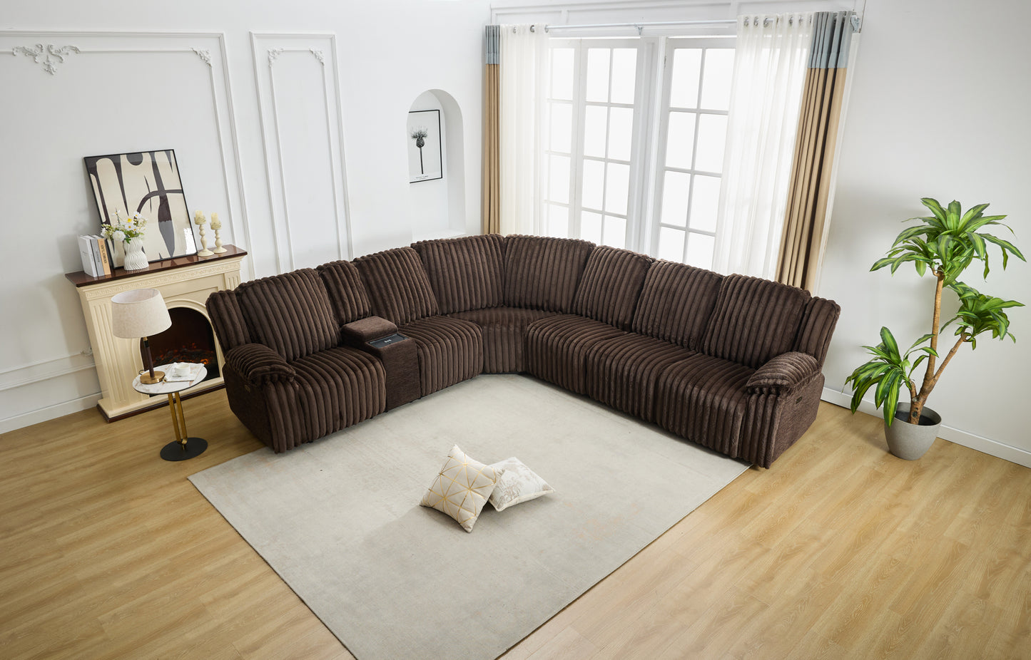 M078 Power Reclining Sectional Sofa Couches  brown