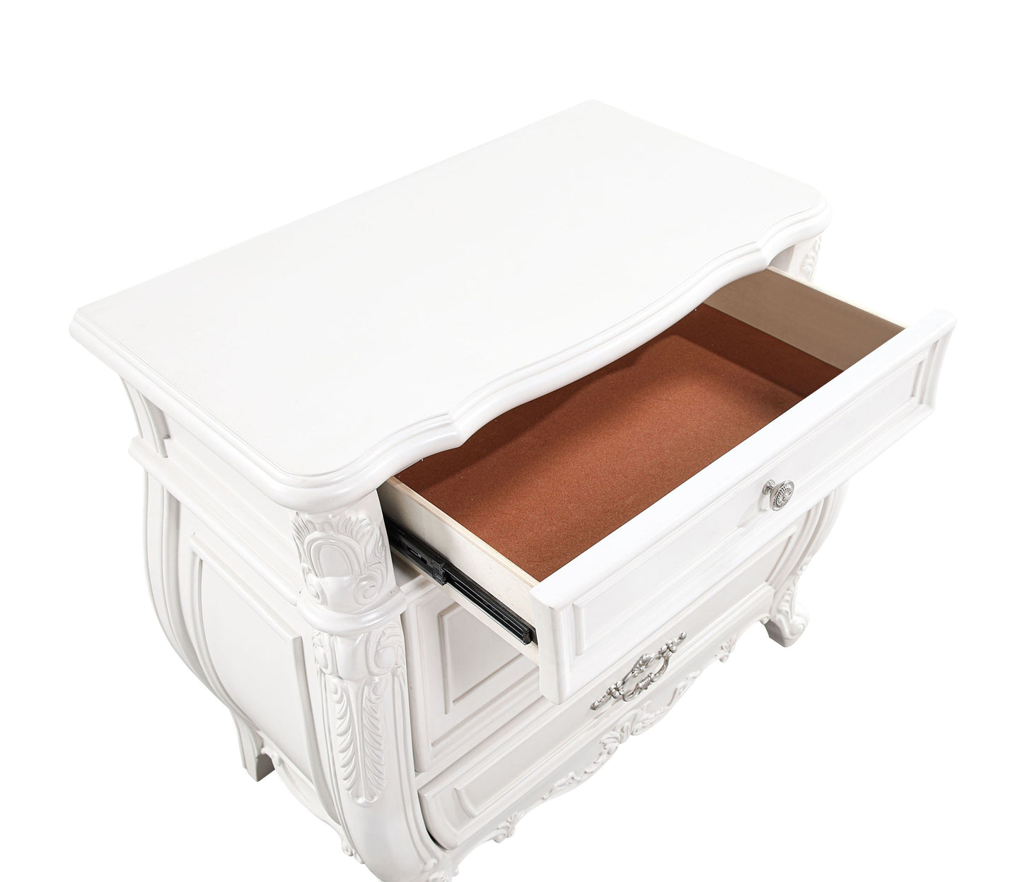 Opulence Modern Style 3-Drawer Night stand Made with Wood in Pearl White