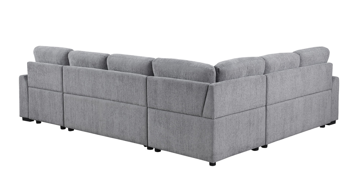 Nyhan Upholstered Corner Sectional with Pull out Loveseat and storaged Chaise