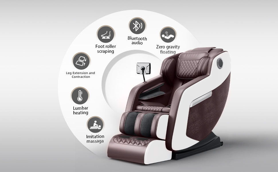 Massage Chair,Full Body Zero Gravity Recliner with Bluetooth, Hip Heating, Foot Massage and Air Massage System for Home Office, for mom/dad (Brown)