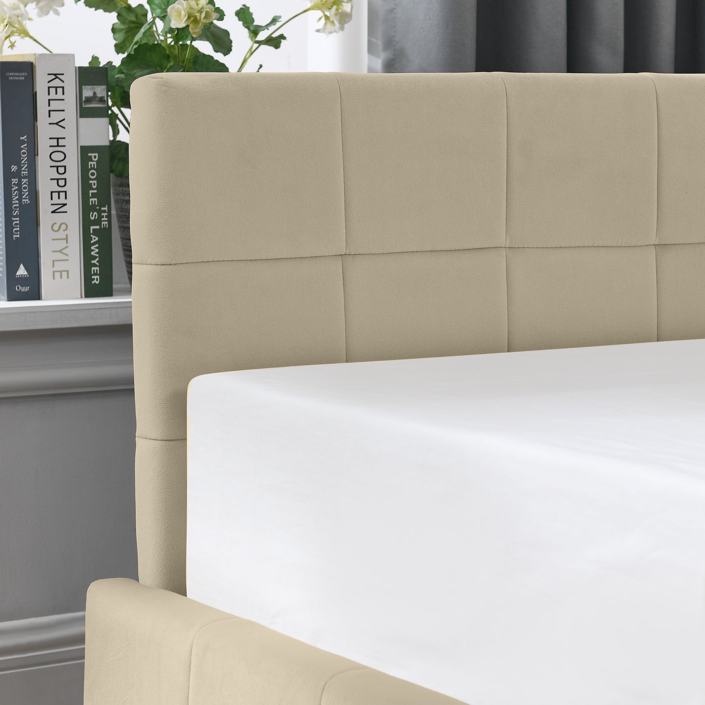 Full Size Storage Upholstered Tufted Bed Frame, Sofa Bed Frame with Comfortable Backrest and Armrests, Full Size Bed for Bedroom, Living Room,Velvet, BEIGE(80.5''*59''*29.5'')