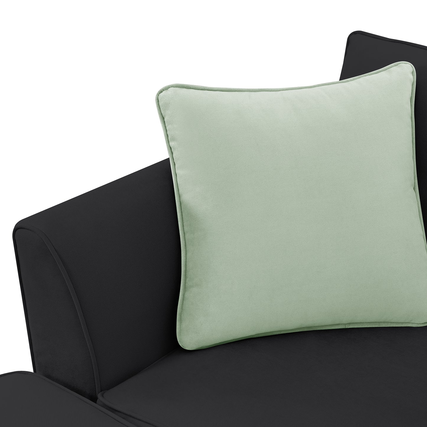 112x87" Sectional Sofa Couches Living Room Sets, 7 Seats Modular Sectional Sofa with Ottoman, L Shape Fabric Sofa Corner Couch Set with 3 Pillows, Black(New of GS008210AAB)