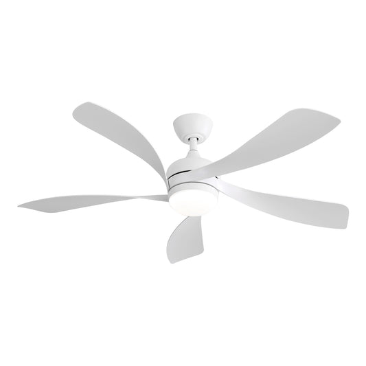 52 Inch Modern Ceiling Fan With 5 ABS Blades Remote Control Reversible DC Motor White For Bedroom