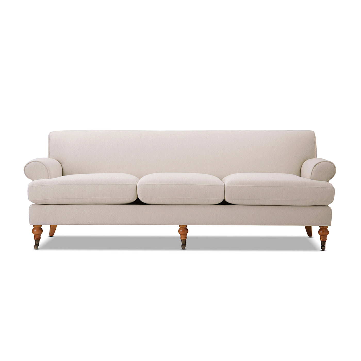 Alana Lawson Three-Cushion Tightback Sofa, Sky Neutral Beige Polyester