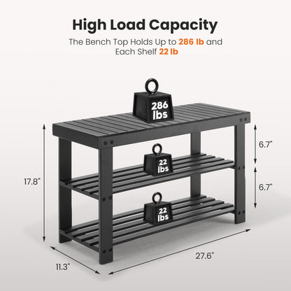 3-Tier Bamboo Shoe Rack Bench, Compact Storage Organizer, 286lb Capacity, Suitable for Entryway Bedroom Living Room Balcony