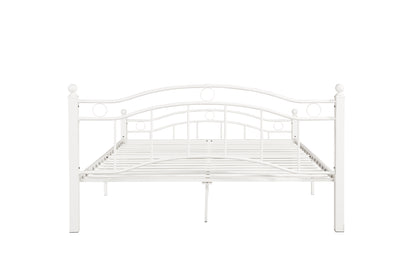 Queen Size Metal Bed Frame with Headboard and Footboard White