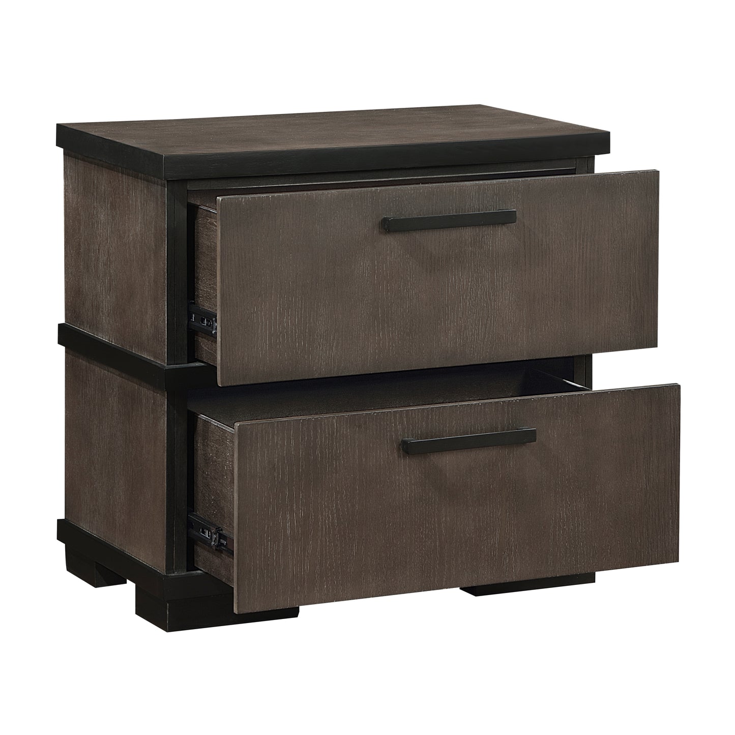 Two-Tone Brown Black Finish 2-Drawers Nightstand 1pc Modern Industrial Design Bedroom Furniture