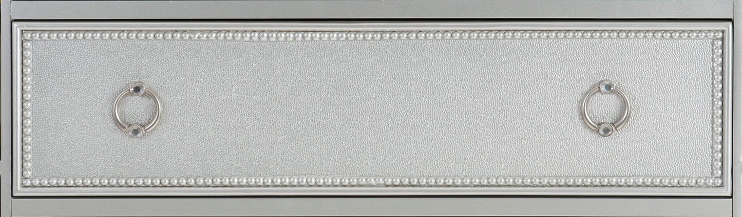 Glamorous Silver Finish Dresser 1pc 7 Drawers Beveled Mirror Trim Modern Bedroom Furniture