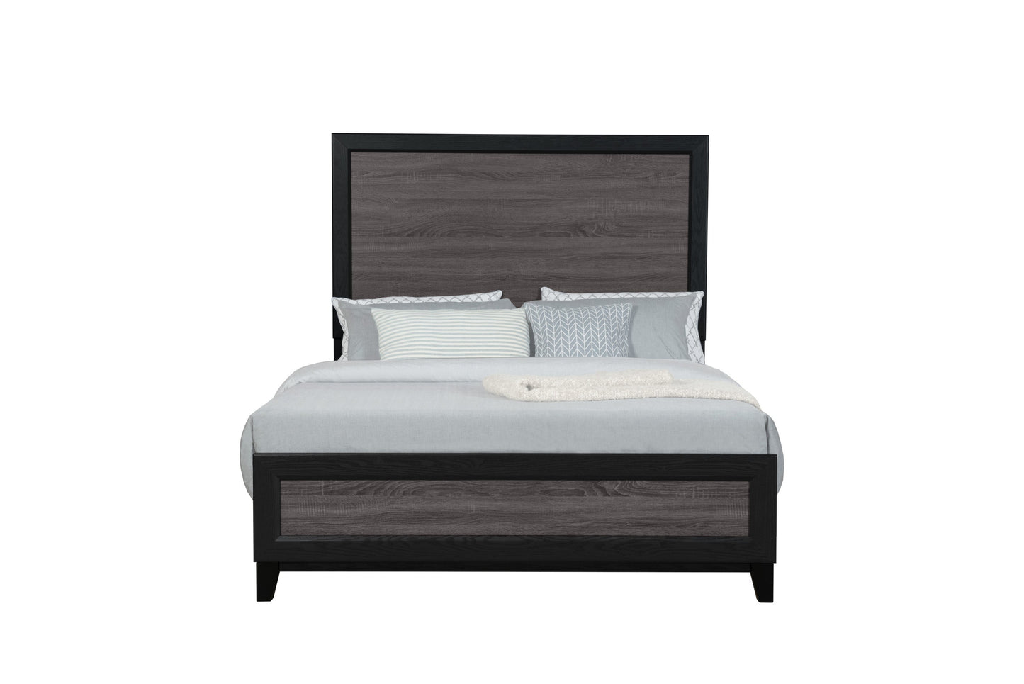 SOLUTO GREY AND BLACK QUEEN BED