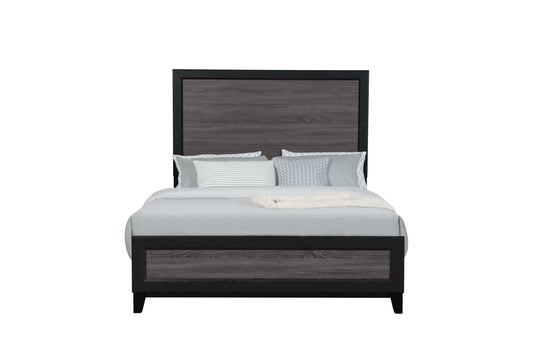 SOLUTO GREY AND BLACK QUEEN BED