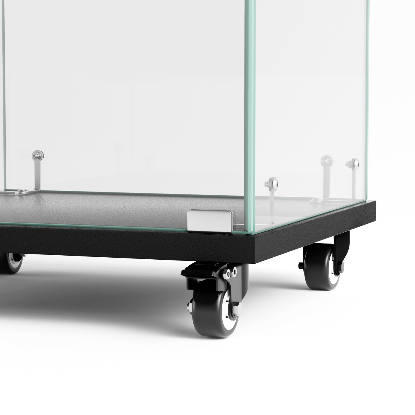 4 Tier Glass Display Cabinet, Single Door Glass Cabinet with Lock and Wheels, Floor Standing Storage Cabinet with 3 Acrylic Shelves for Living Room, Bedroom and Office, Black, 15.8"L x 14.2"W x 65.1"H