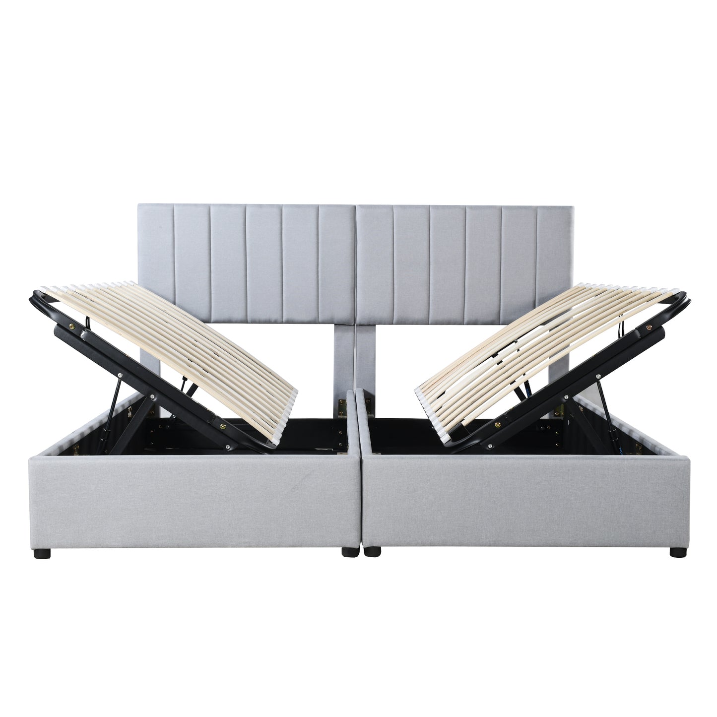 King Size Upholstered Platform Bed with a Hydraulic Storage System, Gray