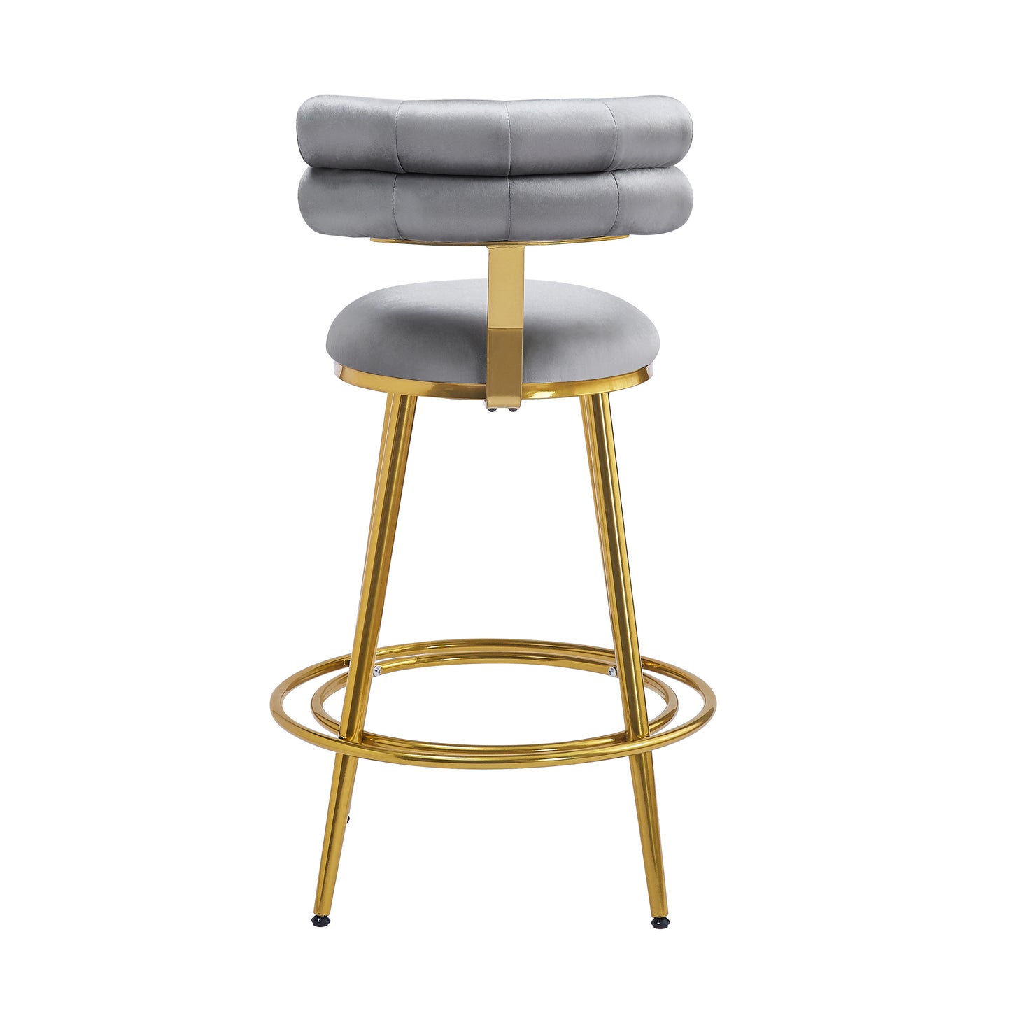 27.65'' Modern Counter Stools Set of 2,Dark gray velvet Counter Stools with iron Frame,Soft back and cushion,Footrest,suitable for Kitchen/Bedroom/Dining Room