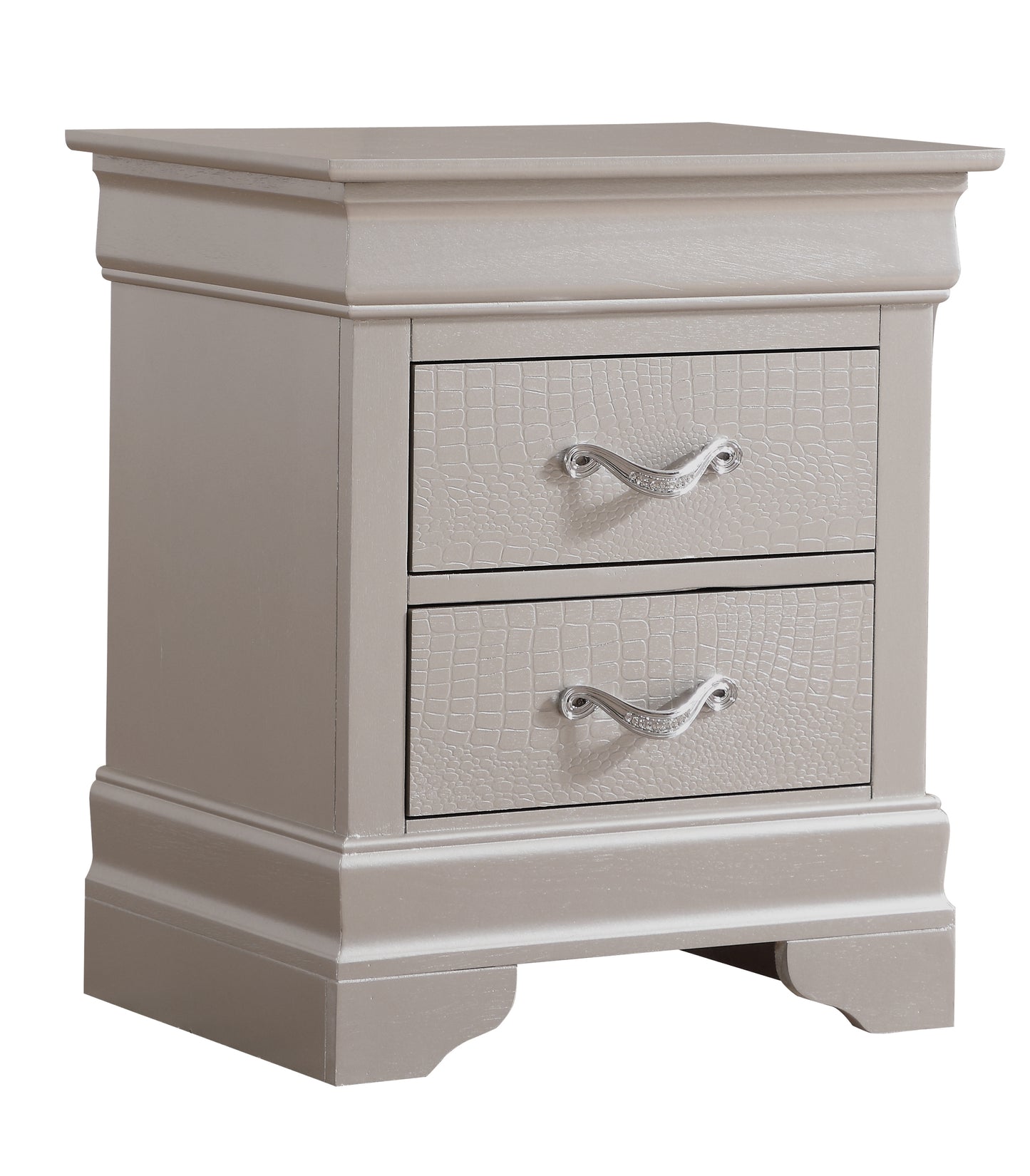 Elegant Silver Champagne Nightstand
