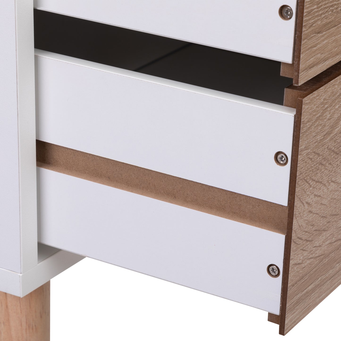 Nightstand with 2 Drawers, Bedside Tables with Solid Wood Legs and Storage, End Table, Side Table, Bedside Furniture for Bedroom, Living Room, White Walnut