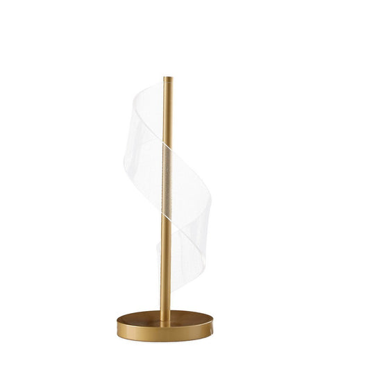 18.75" In Dinamo Modern "S" Wave Swirl Acrylic Led Brushed Gold Table Lamp