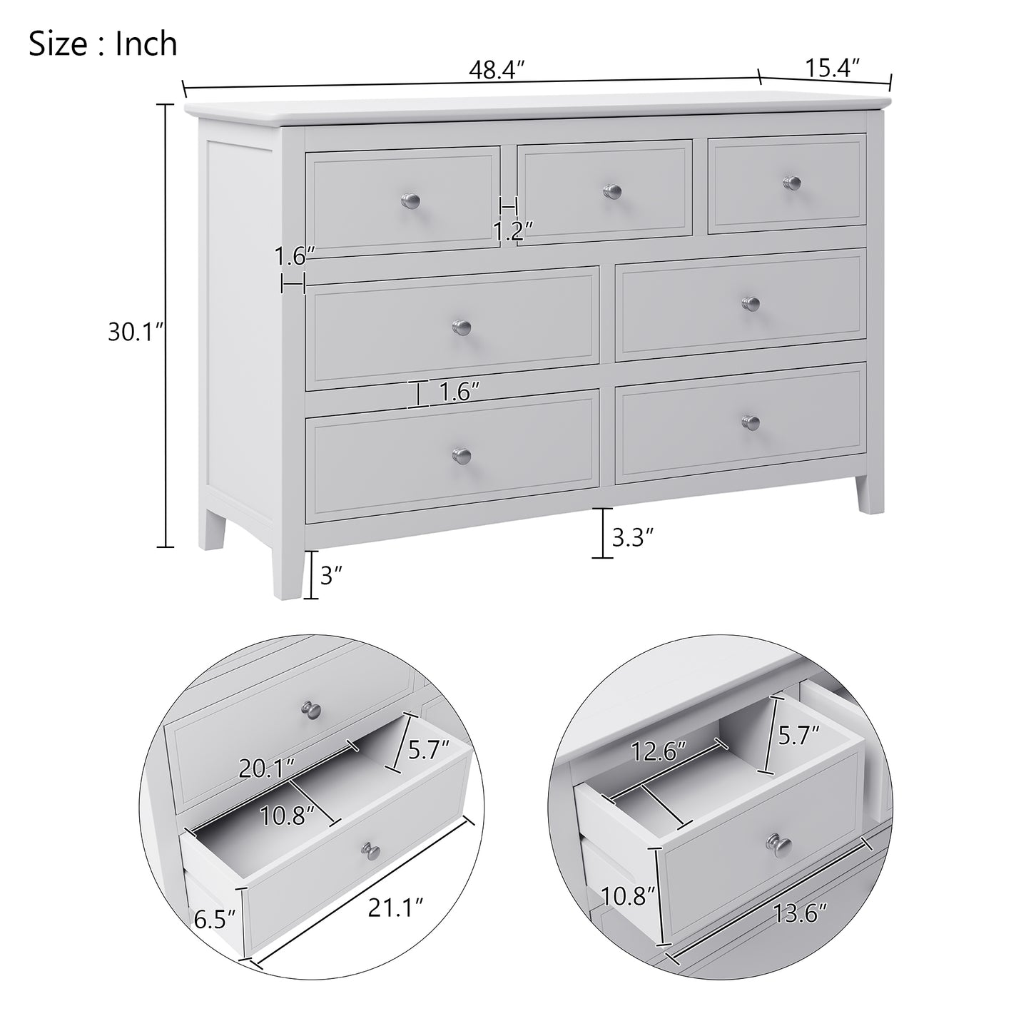 White Solid Wood 5 Pieces King Bedroom Sets(bed+nightstand*2+chest+dresser)old sku:BS500026AAK