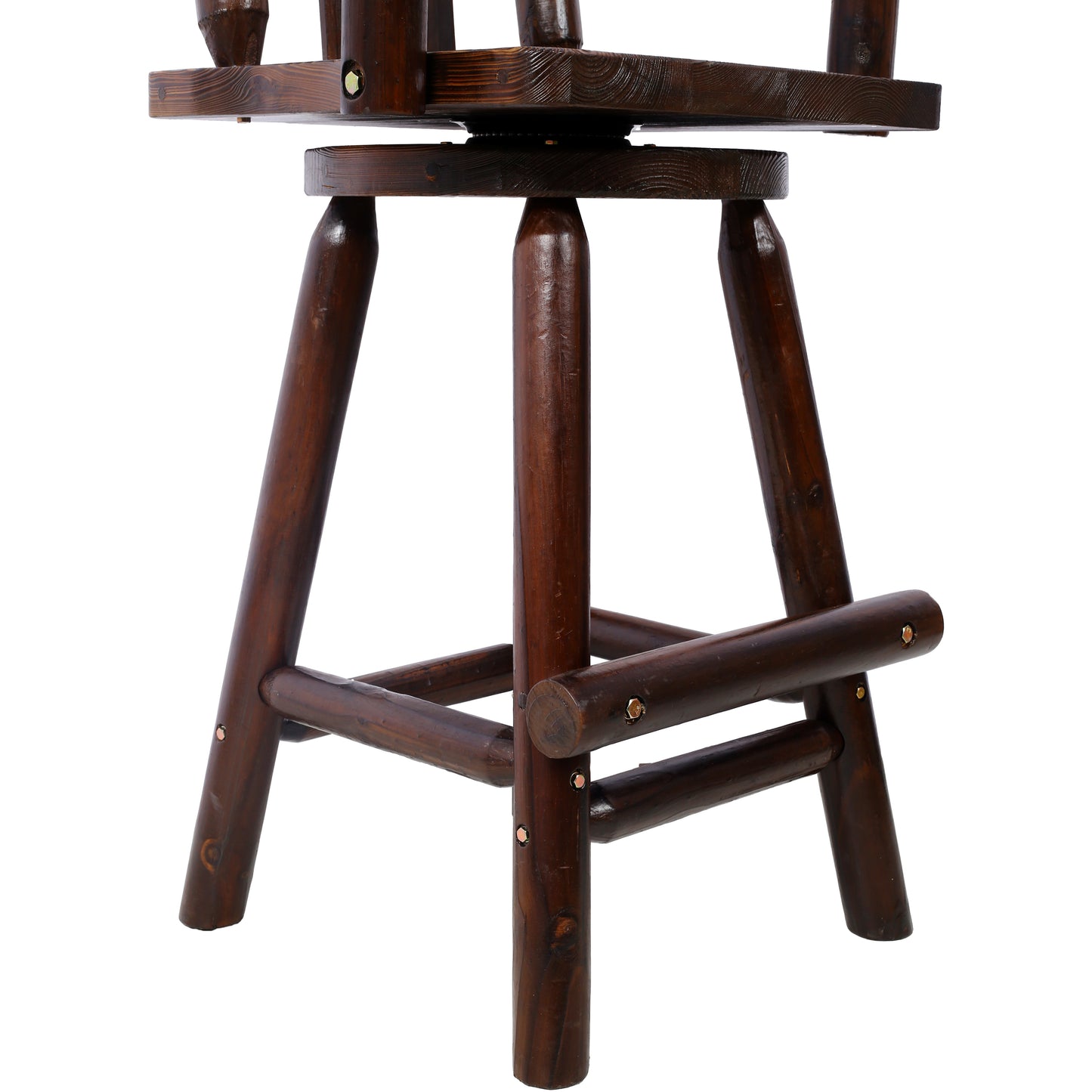 Rustic Bar Stool - Fir Wood Construction, Chair with Footrest,Wide Armrest, Rustic Kitchen Stool, Tall Bistro Chair for Dining Room, Restaurant, Pub, 4-Foot,brown color