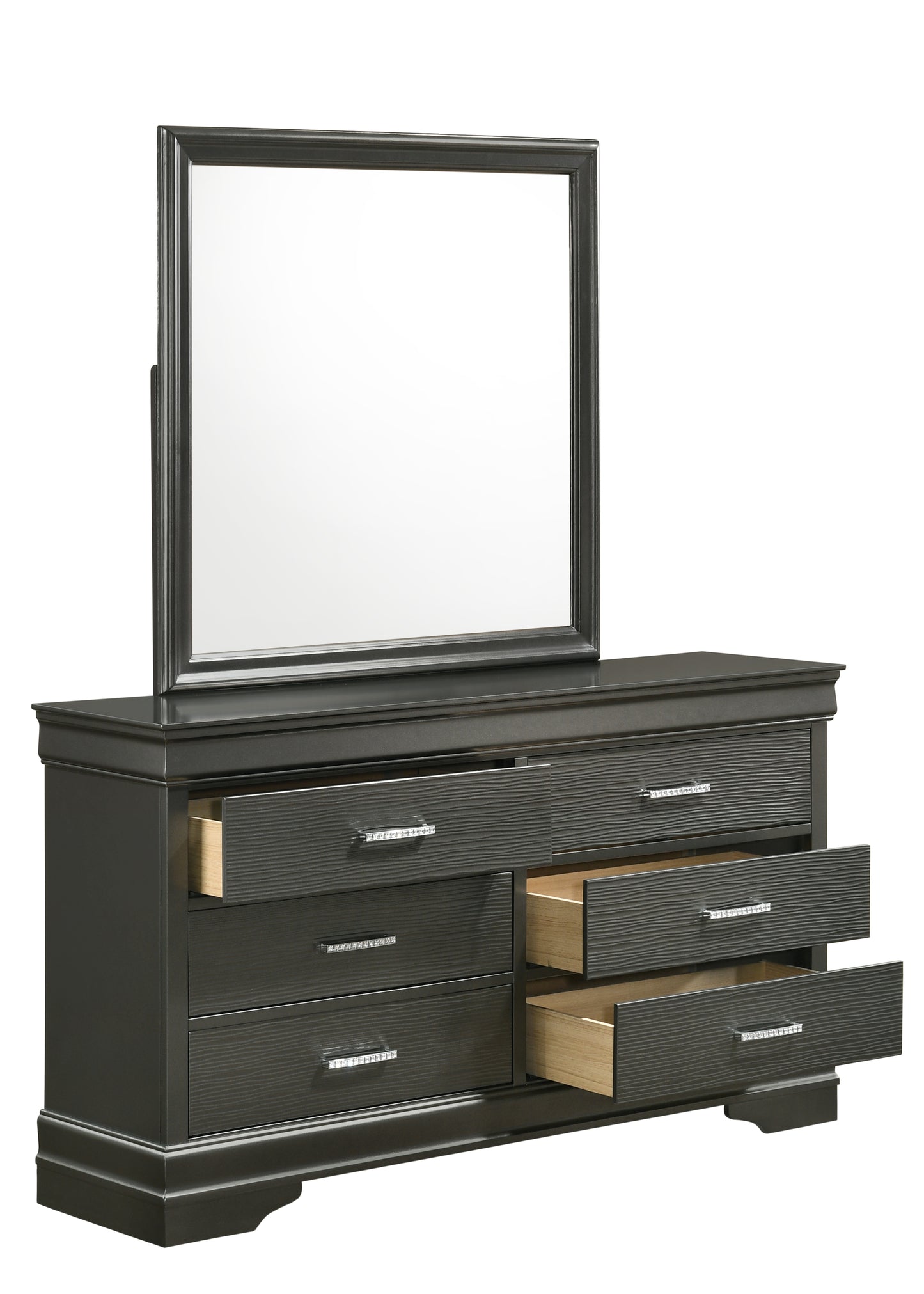 Modern 6 Drawer Dresser made with Wood in Gray