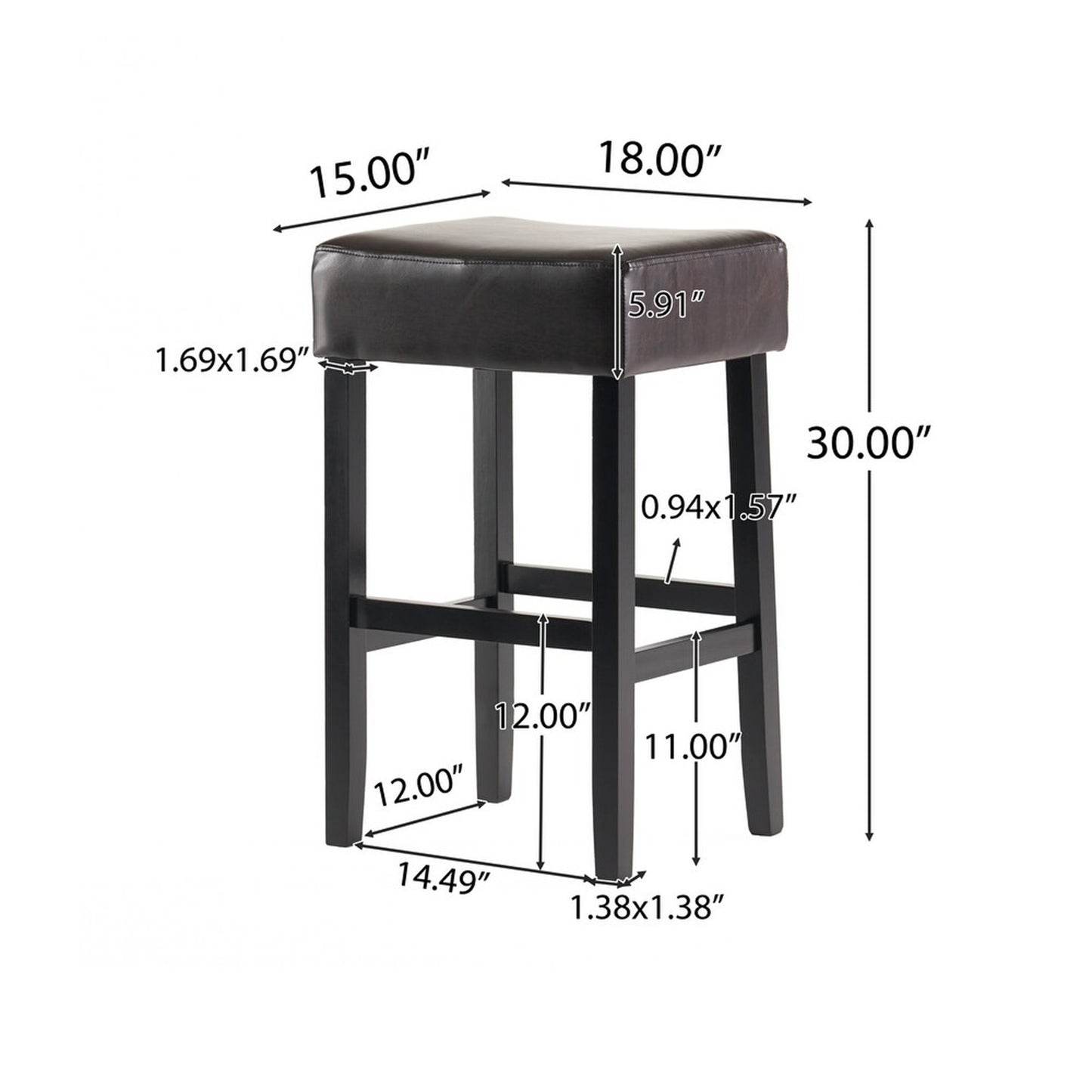 [OLD SKU: 74504.00] Set of 2, 30" Backless Leather Counter Height Barstool