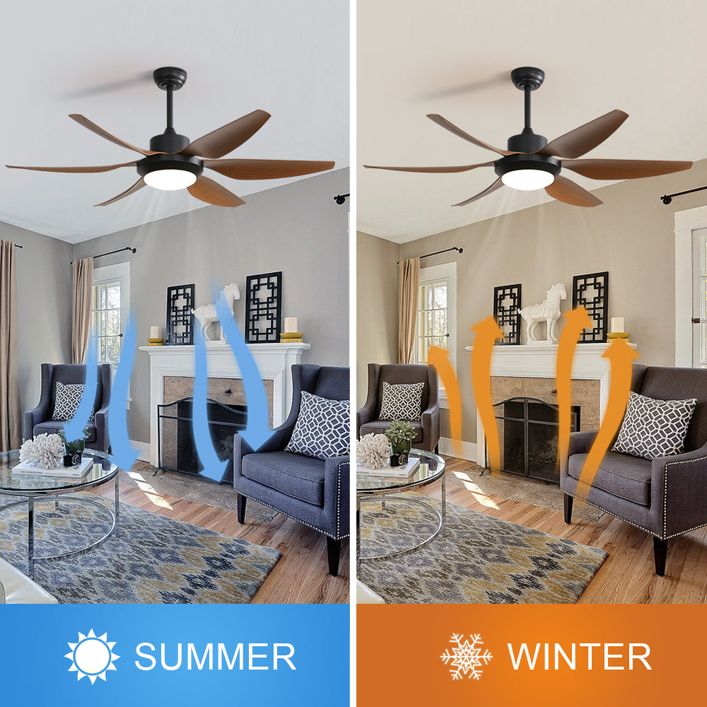 54 Inch Indoor Ceiling Fan With Dimmable Led Light ABS Blades Remote Control Reversible DC Motor For Living Room