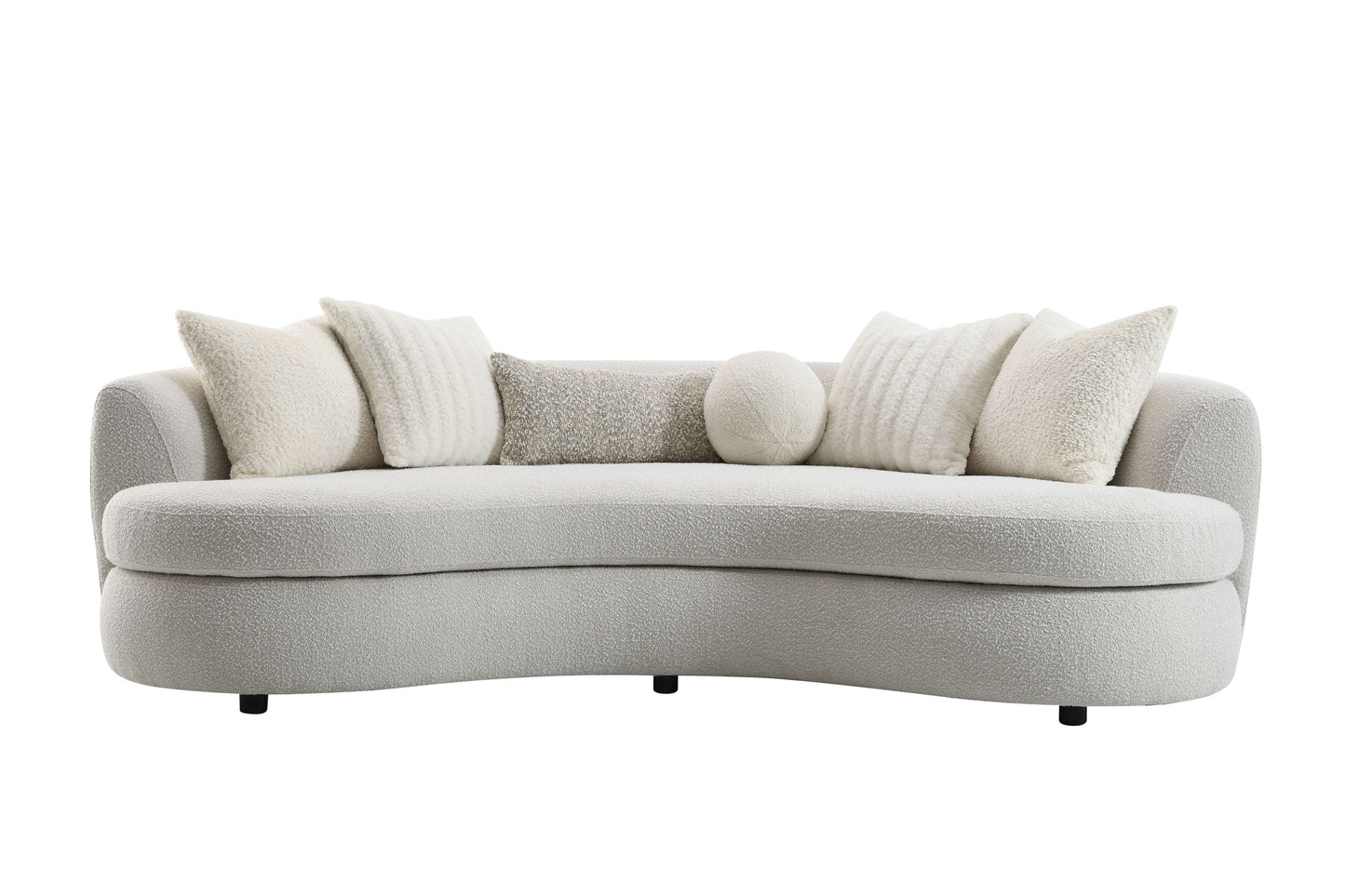 Iniko Beige Boucle Sofa with Toss Pillows