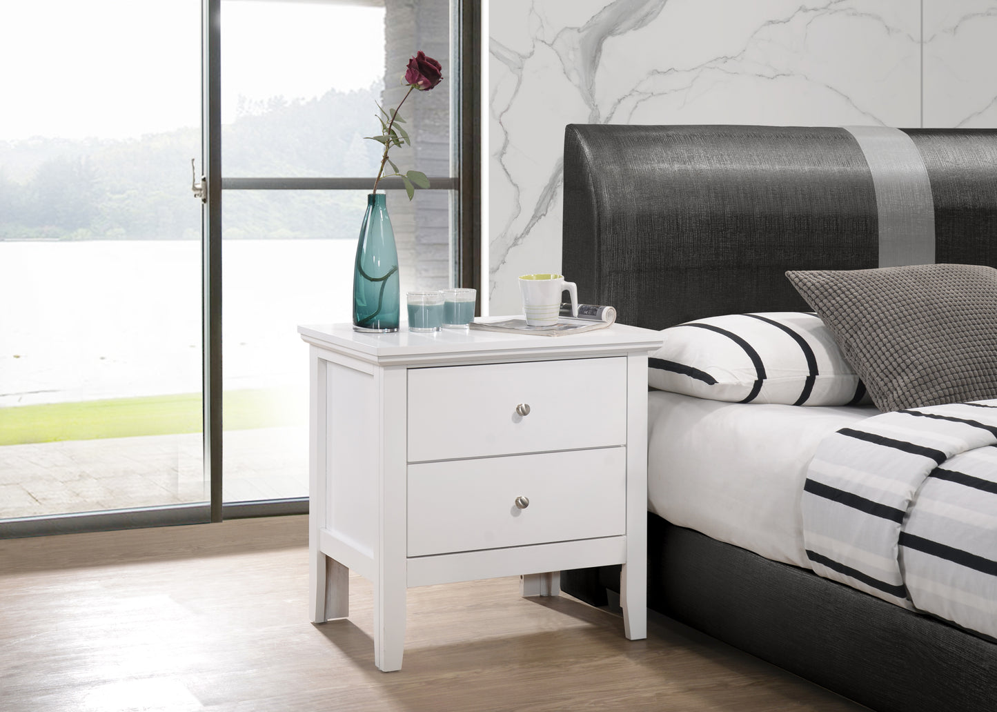 Elegant White Transitional Nightstand