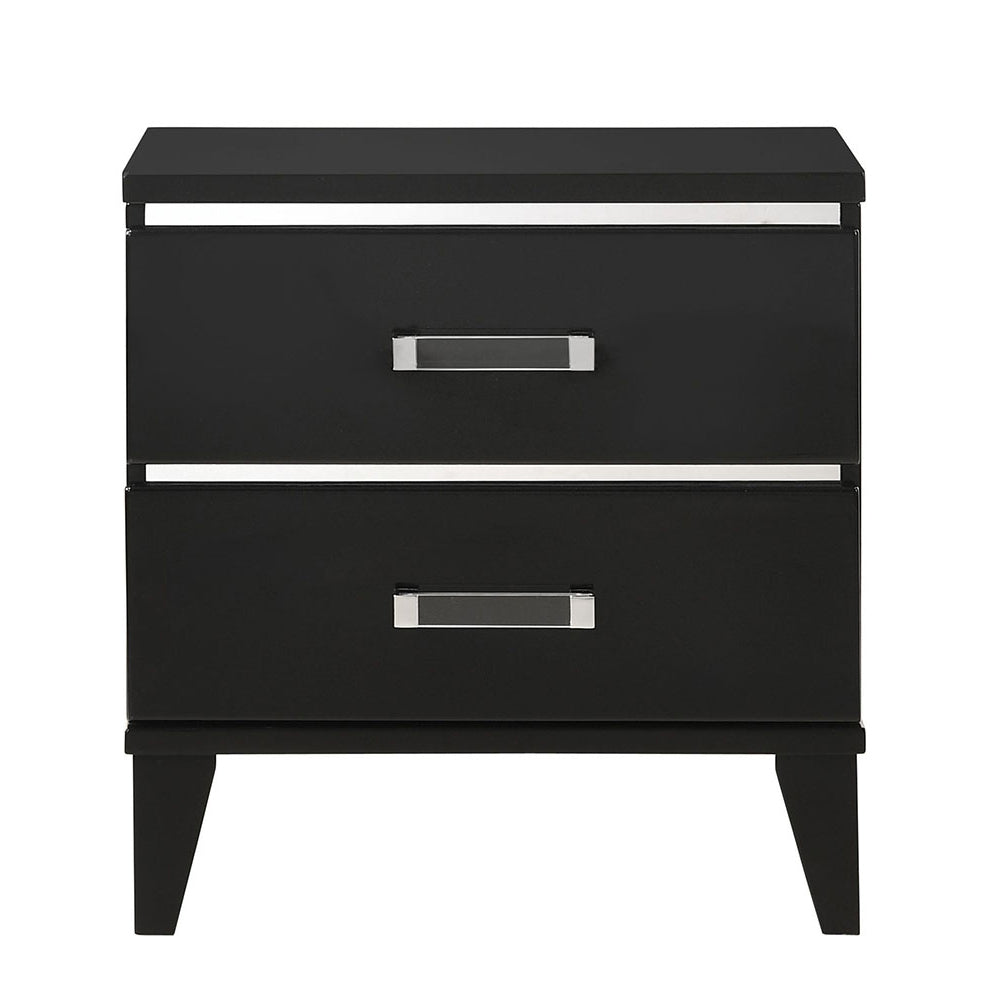 Black 2-Drawer Nightstand