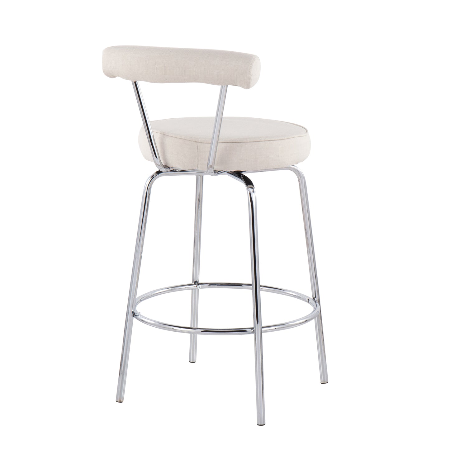 Rhonda Contemporary Counter Stool in Chrome and Cream Fabric by LumiSource - Set of 2