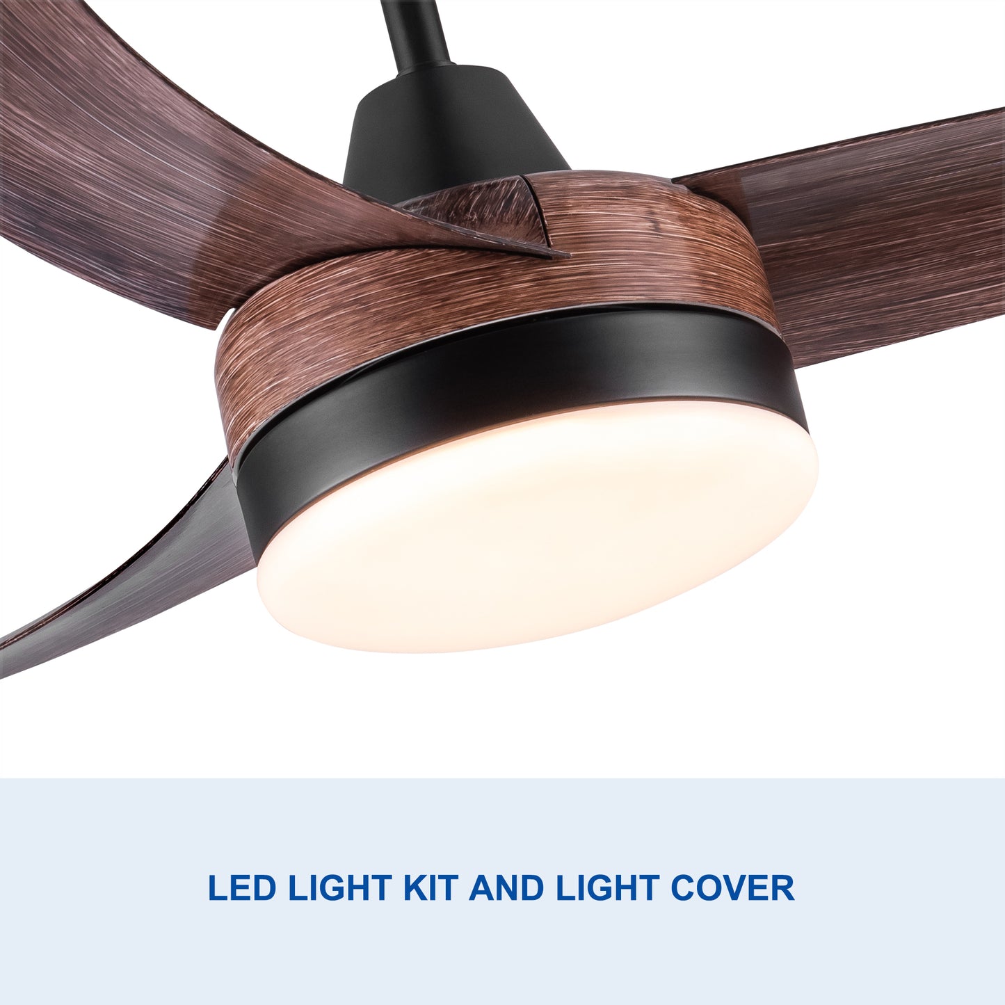 42 In Intergrated LED Ceiling Fan Lighting with Brown Wood Grain ABS Blade