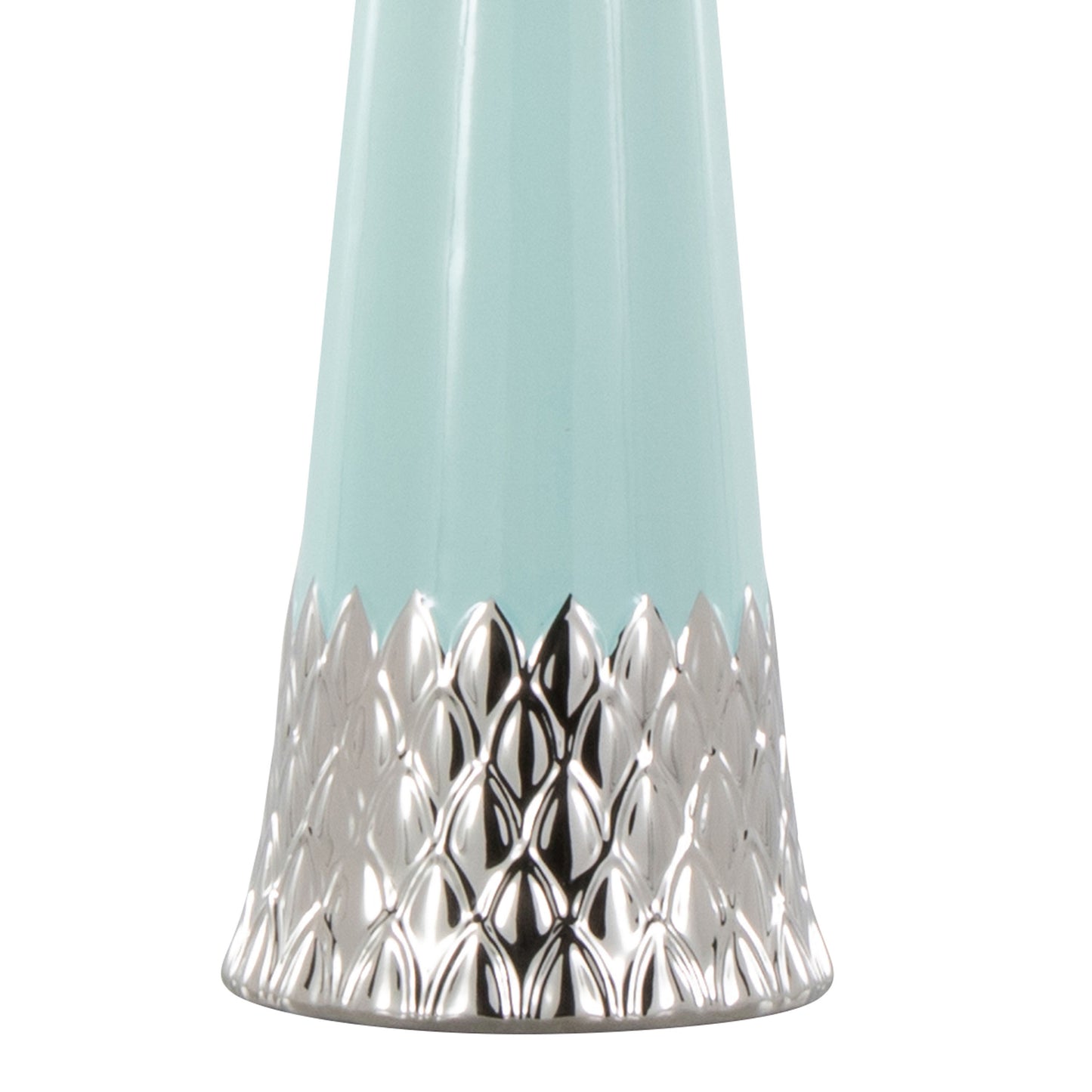 Penelope 22" Contemporary Ceramic Table Lamp with Tiffany Blue & Silver Ceramic Body and White Shade by LumiSource