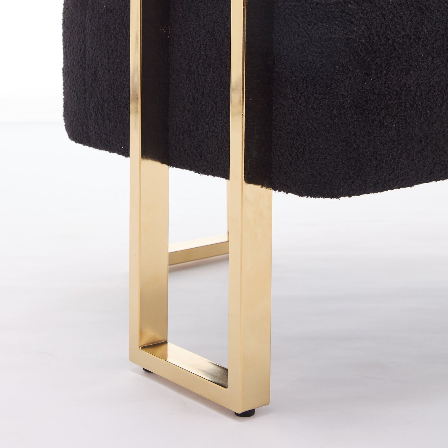 TS Modern decorative chair, living room side chair with gold metal legs, no wheels, suitable for dressing area, reception room, office,Teddy fleece upholstered metal foot sofa 1PC Black