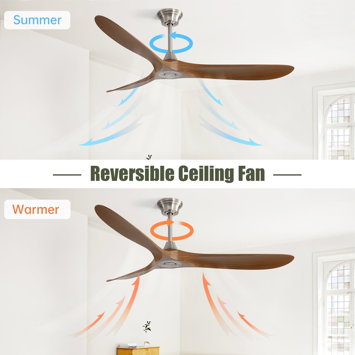 60 Inch Outdoor Ceiling Fan Without Light 3 ABS Blade with Smart APP Control