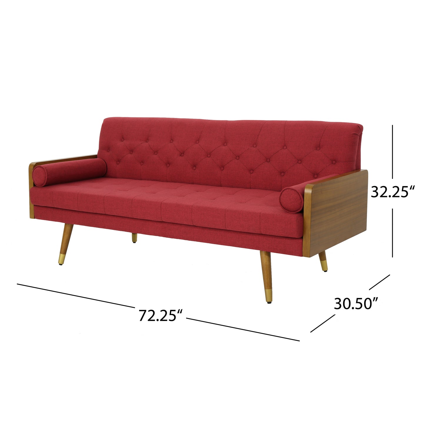 Aidan Mid Century Modern Tufted Fabric Sofa