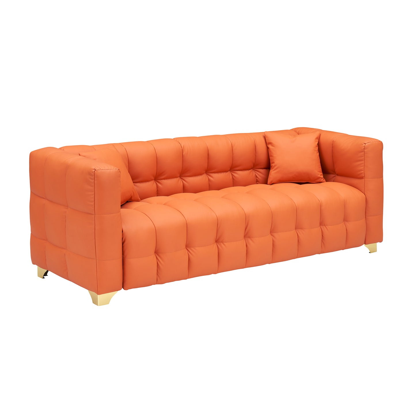 80 inches long, 21.7 inches deep, American body structure, technology fabric sofa, 3 seats waterproof and stain-proof, orange anti-cat paw sofa