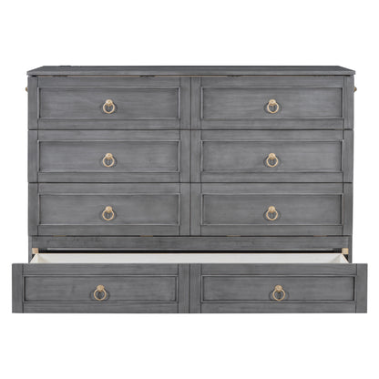 Queen Murphy Bed with Large Drawers,Gray