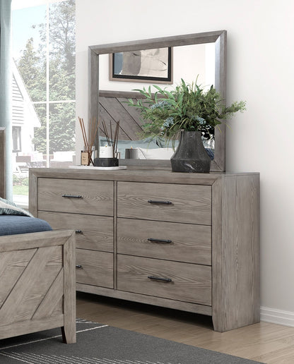 Modern Sleek Gray Finish 6-Drawers Dresser Durable Wooden Bedroom Furniture 1pc