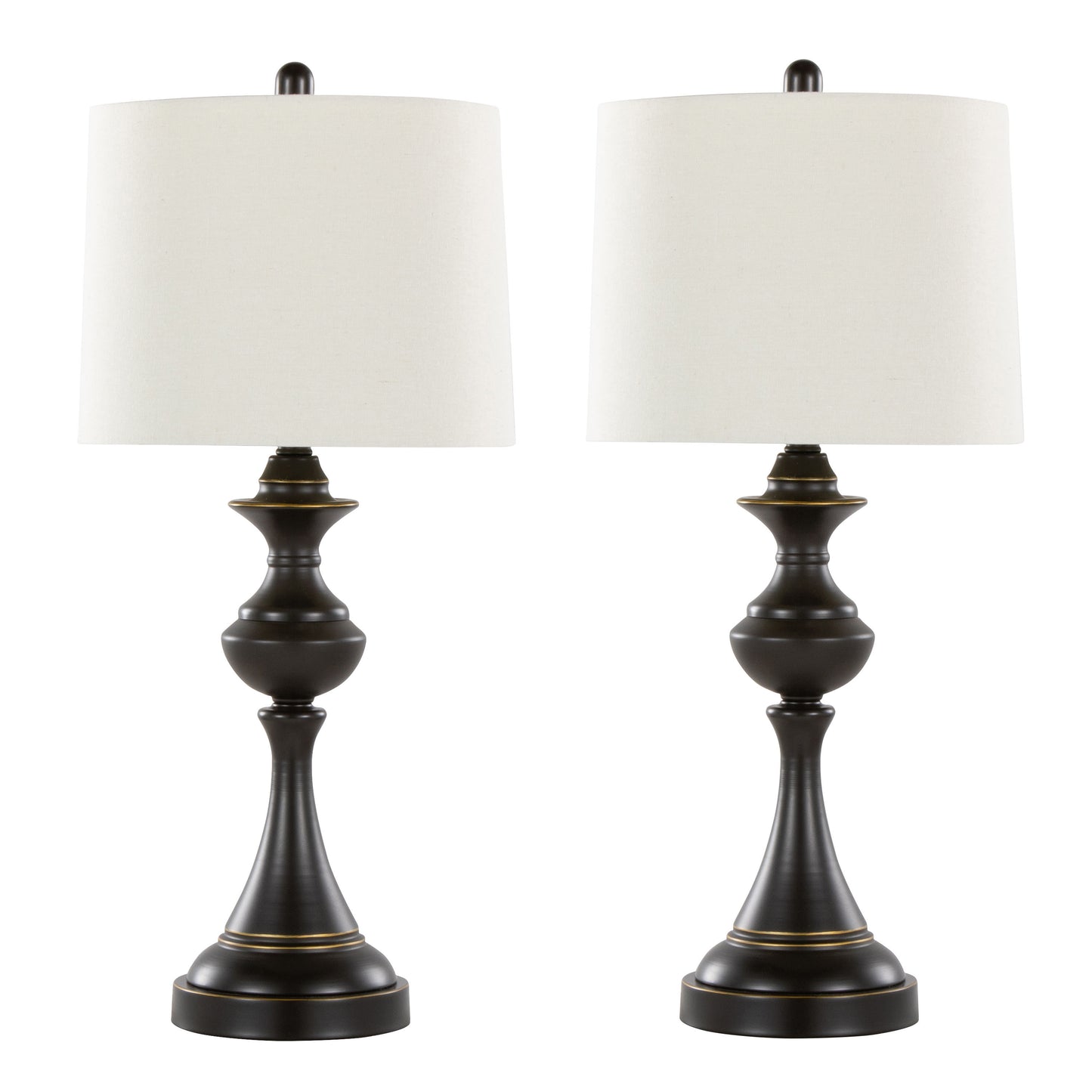 Montgomery 29' Contemporary Metal Table Lamp in Oil Rubbed Bronze with Off-White Linen Shade from Grandview Gallery by LumiSource - Set of 2