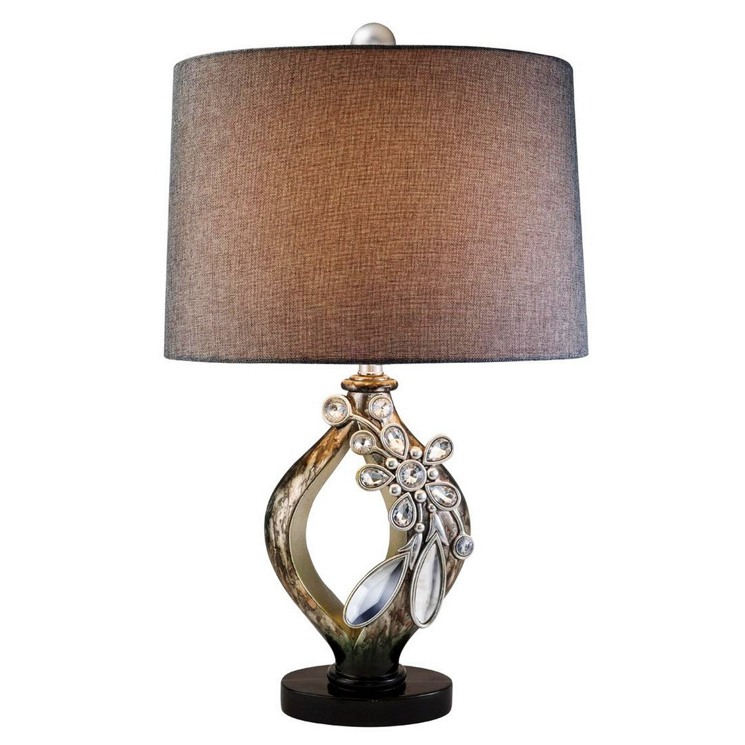 28.25' Tall Polyresin Table Lamp 'Balleria', Crystal and Glass Accent