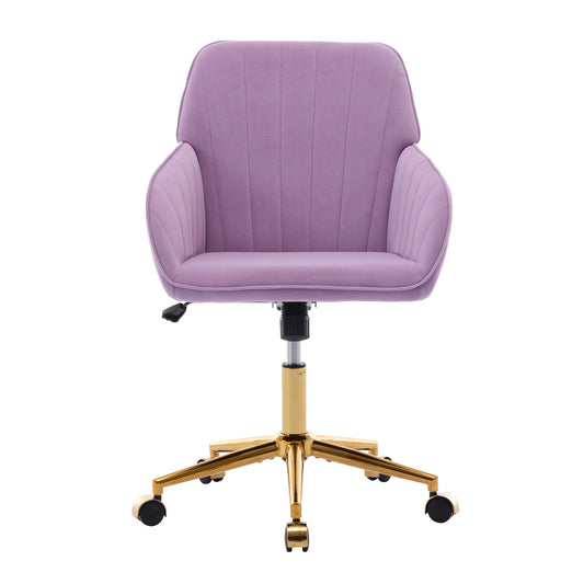 TY Ergonomic Swivel Office Chair with Backrest, Lilac Velvet, Adjustable and Comfortable for Long Sitting