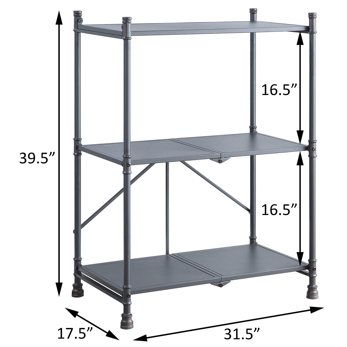 Sandy Black and Dark Bronze Hand-Brushed 3-tier Console Table