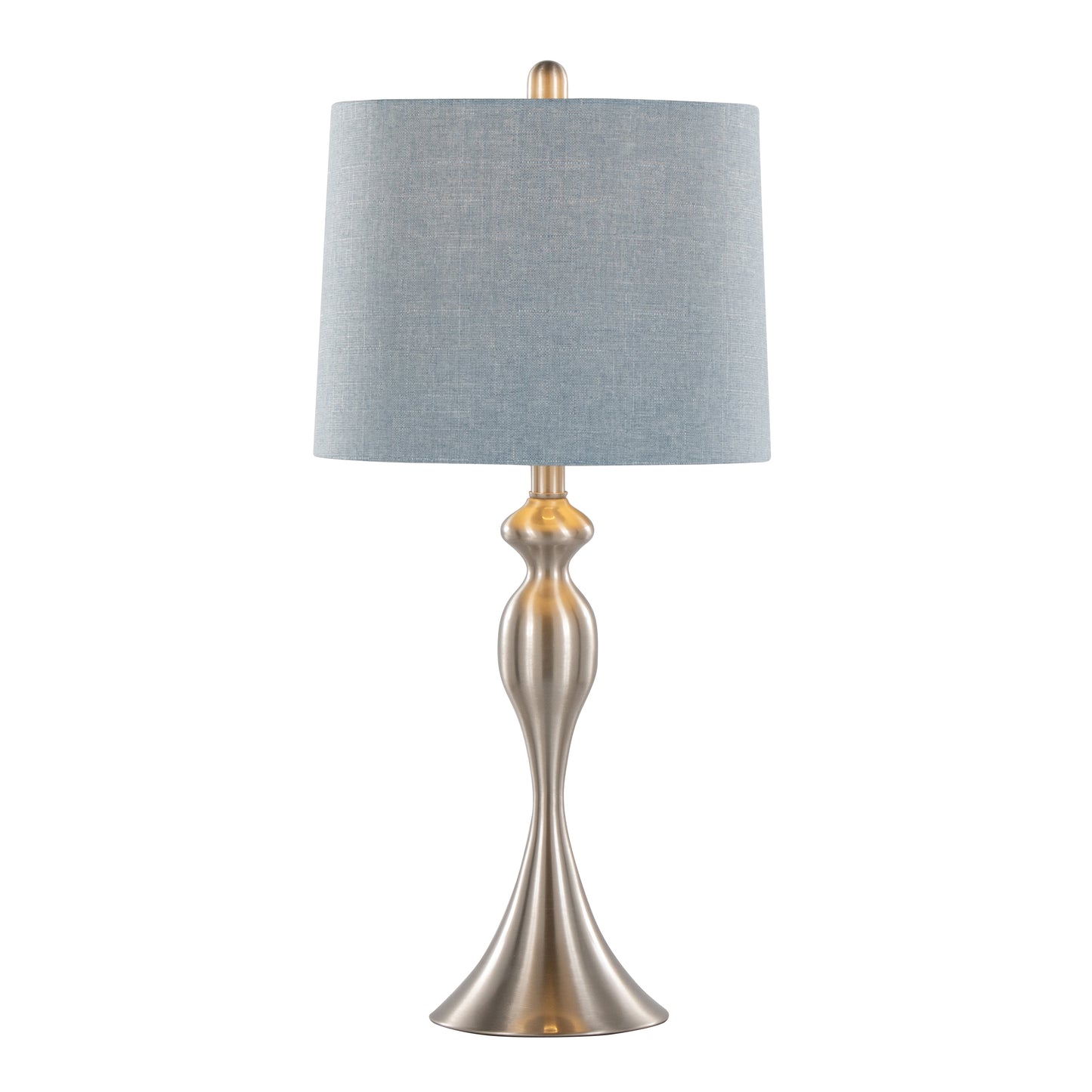 Ashland 27" Contemporary Metal Table Lamp in Brushed Nickel with Light Blue Linen Shade from Grandview Gallery by LumiSource - Set of 2