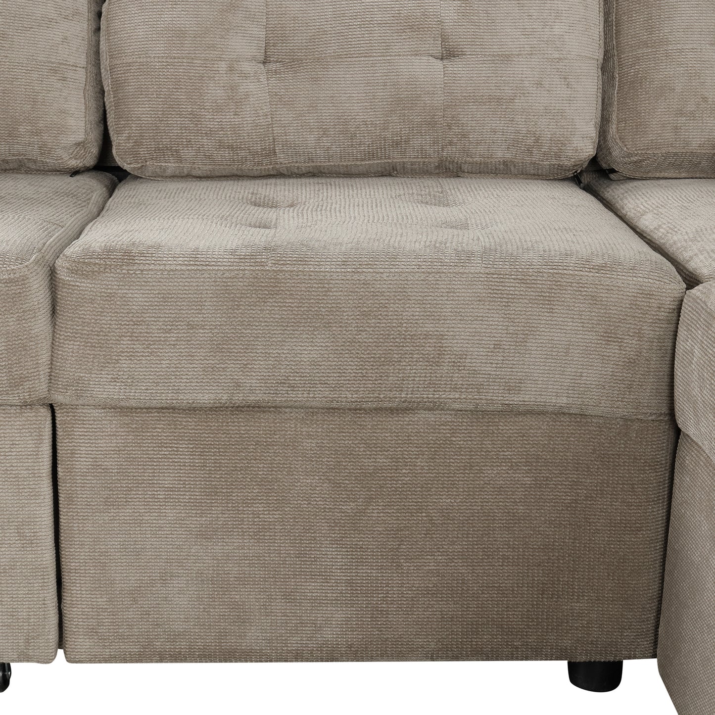 82.6" L-shape Sofa Bed Pull-out Sleeper Sofa with Wheels, USB Ports, Power Sockets for Living Room (SG001230AA), Khaki